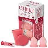 enna Cycle Easy Menstrual Cup Size M with Applicator | Pack of 2 Cups | With enna Box Steriliser | Up to 12 Hours Protection