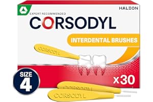 Corsodyl Interdental Brushes Yellow, Size 4 0.7mm, Dental Brushes, Helps Prevent Gum Problems With Regular Use, Removes Plaque in Hard-To-Reach Areas, 30pcs