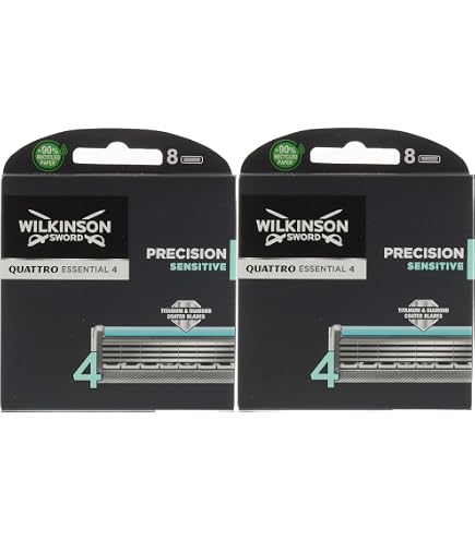 Lames De Rasoir Wilkinson Sword Quattro Essential 4 - Pack De 4 - Sensitive Précision Pour Homme