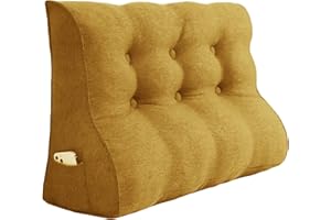 ‎BNCKTRD BNCKTRD Großen Keil Lesekissen Hoher Rückenlehne Lendenkissen Erleben Sie Ultimative Entspannung und Lesevergnügen mit Waschbar Leinen Bezug 100cm Gelb