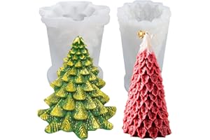 JDH SILICONE 2 Pcs Natale Stampi in Silicone,Stampo Candela Albero di Natale Stampo Candela in Silicone Stampi da Forno Stampi Sapone Stampo per Candele Natalizie Sapone in Silicone Stampo Fai-Da-Te