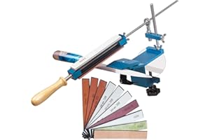 CWOVRS Aiguiseur Couteaux, Affûteur de Couteaux à Dégagement Rapide, Système d'Affûtage de Couteaux à Angle Fixe avec Maintien Abrasif, 9 Pierres + 1 Cuir