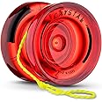 Yoyo K2 Crystal Responsive Yoyo for Kids, TrickYo Yo K2 with Dual Purpose Mode, Professional Yo-yo for Kids/Adults with Unresponsive Yo yo Bearing Kit +12 YoYo Strings + Case Bag - Red