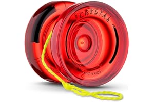 SHUNGRU Yoyo K2 Crystal Red, Durable Plastic Yo Yo para niños Principiantes, Replacement Unresponsive Ball Bearing for Advanced + Bearing + Removal Tool + 12 Yoyo Strings + Bag