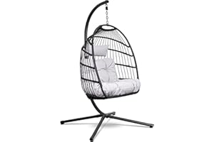 Swoods Silla Colgante de Huevo – Silla Colgante con Soporte – para Interior y Exterior – Incluye Cojines y Fundas – Silla de Huevo – Cocoon – Silla de Huevo – hasta 150 kg
