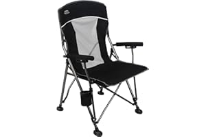 LANMOUNTAIN Camping Chair with Padded Hard Armrest,Cup Holder,Heavy Duty for Adults,Mesh Backrest,Portable Lawn Lightweight Outdoor Camp Chair,Support up to 400lbs