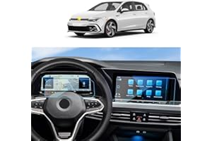 SKTU [Pack of 2] Screen Protector for V * W Golf Mk8 2020-2024 Navigation + Instrument Panel Screen Protector Tempered Glass 9H Hardness Scratch-Resistant (10 and 10.25 Inches)