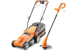LawnMaster 1400W 34cm Electric Lawnmower with rear roller with Strimmer Set (350W 2-in-1 Grass Trimmer and Edger) 2 Year Guarantee…