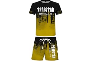 YiJee Tuta Trapstar Uomo, Maglietta Trapstar Corta - Maglietta e Pantaloncini con Logo Stampato Trapstar - 2 Pezzi Tuta Trapstar T Shirt - Set Tuta da Jogging Estiva - Unisex