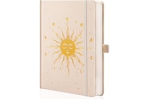 MGGAO Journaux Soleil et Lune pour femmes et hommes, carnets A5 à couverture rigide pour écrire au travail, en voyage, à l'école, 318 pages numérotées, 14,7 x 21,4 cm