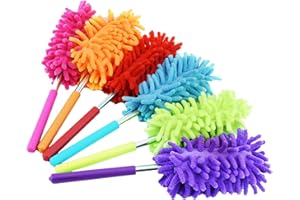 HHZZXCDH Lot de 2 plumeaux télescopiques Mop Dusters Extendable Duster Plumeaux à poussière longs extensibles Lavables Soft Dusting Remover Microfibre Duster Cleaner Telescopic Duster (couleur aléatoire)