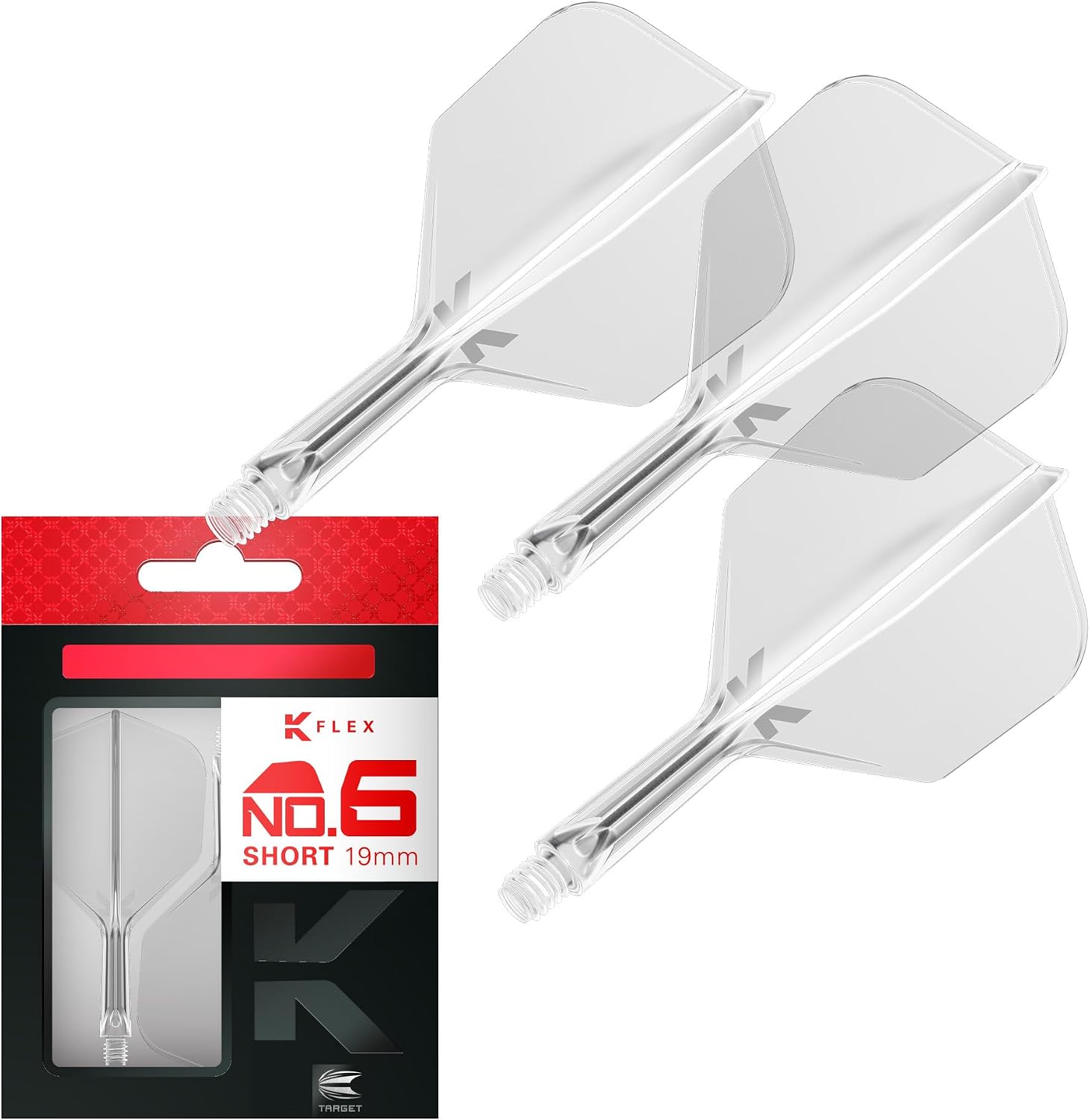 Target Darts Plumas y Cañas Integradas K Flex, No.6 | Paquete de 3 K-Flex - No.6, Kflex, Pluma y Caña Moldeadas Todo en Uno Longitudes: Corto, Intermedio y Medio | Accesorios Profesionales para Dardos
