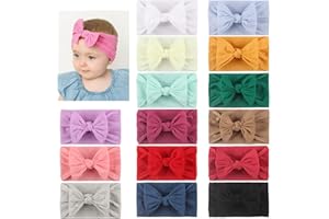 YOOSIT Lot de 15 bandeaux à cheveux en nylon doux et extensible avec nœuds pour enfants, tout-petits, nouveau-nés, filles