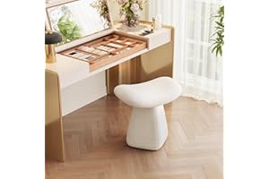 Guyii Moderner Schminktisch Stuhl Hocker – Bequemer Schminktischhocker für Schlafzimmer & Ankleidezimmer, Eleganter Schmink Hocker Weiß, Polsterhocker für Schminktisch