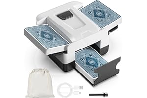 FarmNix Mélangeur de Cartes Automatique Électrique pour 1-2 Jeux - Batterie 2000mAh Rechargeable USB-C - Compatible Poker, Belote, UNO, Blackjack, Texas Hold'em