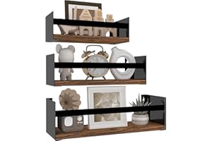 ‎RLAVBL RLAVBL 40cm Wandregal Set in Schwarz, 3er Set - Stilvolle und Robuste Schweberegale, Einfache Montage, Multifunktional für Küche, Bad & Wohnzimmer