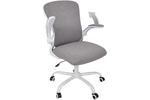 Fullwatt Office Chair, Flip-up Armrest Ergonomic Desk Chair Computer Task Chair Mesh with Armrests lumbar support Mid-Back for Home Office Conference Study Room, Deep Grey