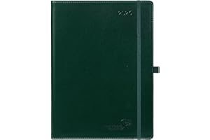 (Italian Version) POPRUN Agenda Settimanale 2026 Verticale A4 21x29,7cm, Planner 2026 con Intervalli Di 15 Minuti e Angoli a Strappo, Carta Spessa da 100 GSM, Verde Scuro.