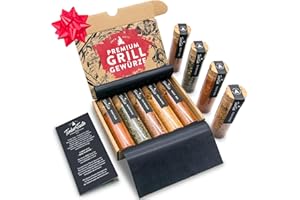 ‎TIMBER TASTE Grill Zubehör Weihnachtsgeschenke für Männer - 5 erlesene BBQ Grillgewürze + Rezepte als Grillzubehör Geschenke für Männer | Papa Männergeschenke Gewürze Geschenkset by TIMBER TASTE®