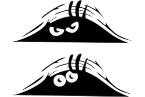 TOMALL 2 sztuki naklejek na samochód Peeking Monster Scary Eyes Peeking Elf Naklejki na samochód, wodoodporne, naklejki na samochód, Smile and Anger, czarne na okno samochodowe, zderzak, laptop,