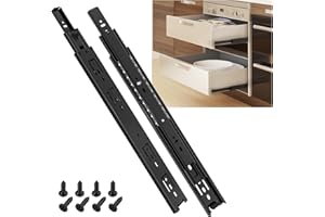 SHUHANG Drawer Runners Cabinet Drawer Slides Heavy Duty 45 kg Load Capacity Full Extension Ball Bearing Slides 350mm, Side Mount 1 Pair, Black