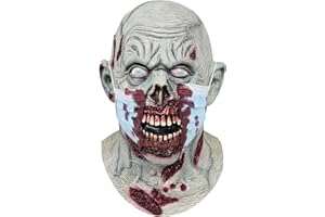 YEARSAHRK Zombie Maske Blutigem Zombie Masken Mund Walking Dead Masken Horror Vollkopf Zombie Helm Halloween Cosplay Kostüm Party Requisiten