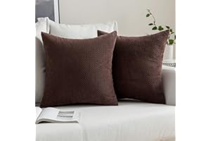 MIULEE Fundas Cojines de Sofá Funda de Almohada de Pana Cojin Rectangular Moderno Color Solido Decoracion para Habitacion Dormitorio Oficina Silla Cama Salón Terraza 2 Piezas Café 40x40cm