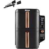 Ninja Double Stack XL Double Drawer Air Fryer, 9.5L, Black/Copper | SL400EUCP Double Vertical Basket, 4 Cooking Levels, 2 Gri