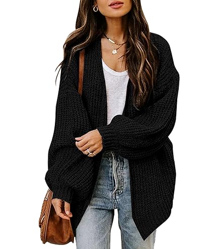 Vrouwen Open Front Vest,Lange Grof Gebreide Damestrui Vest Wol
