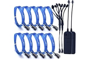 Sunboia EL Wire,2 Pack Rope Lights 5x3.28ft Neon Light Glowing Strobing Dance Party Costume Decor Light with Controller for Indoor/Outdoor Decorations-Blue