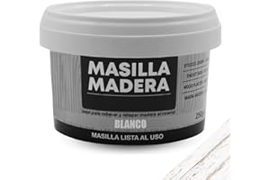TECHZOCO Masilla Madera Blanca, Ideal para rellenar y y reparar madera al interior, Masilla lista al uso, Rellenadora de agujeros, Color Blanco, Contiene 250 gramos