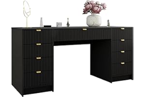 ‎MIRJAN24 Mirjan24 Schreibtisch Tireno Bis, 9 Schubladen geriffelte Fronten Schülerschreibtisch Computertisch Kinderschreibtisch Arbeitstisch PC-Tisch Jugendzimmer Kinderzimmer (Schwarz Molet)