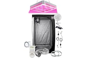 SUPACROP Set für Anzuchtkammer, für den Innenbereich, komplett, 40 x 40 x 120 cm, 60 x 60 x 140 cm, 80 x 80 x 160 cm – LED 2000 W, Full Spectrum mit Switch Wachstum / Blüte..