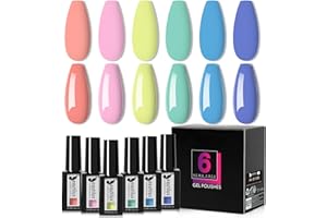 Beautilux HEMA-FREE Vernis Semi Permanent Pastel 6 Couleurs Vert Rose Bleu Jaune Macaron Vernis Gel UV Semi Permanent, Vernis à Ongles UV Gel Soak Off Kit Gel Polish 7ml (H-3136)