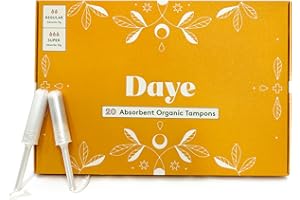 Daye 20 Super & Regular Nude Tampons Combo Pack, Organic Soft Cotton Tampons with Applicator, Extra Absorbent Plastic Free Natural Tampons, Ultra Leak Protection, 20 Organic Tampons