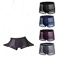 Azonee Fiber Boxer Briefs for Men - Cool Ice Silk Breathable Underwear with 3D U Convex Design, Soft Fast-Dry Boxer Shorts, Comfortable Men’s Underwear, Available in 4-Pack XXXXL