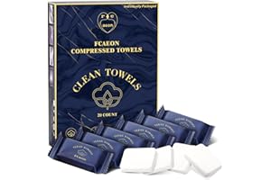 FCAEON Comprimé Serviette Tablette 30x23cm 20 emballé individuellement Emballé individuellement Jetable Voyage Taille Mini Pièce de monnaie Lingettes nettoyantes extensibles Lingettes (Bleu)