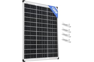 SARONIC Panneau Solaire 100W Module Monocristallin Haute Efficacité Chargeur de Puissance PV Panneaux Solaires 12V avec Supports en "Z" pour Maison, Camping-car, Remise, Bateau, Caravane, Camping-car, Camping
