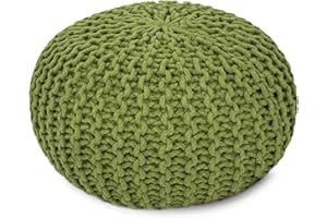 Amago home Sitzpouf Strickhocker Pouf Ø45 H30cm Bodenkissen Indoor Baumwolle nachhaltig recycelt Farbe grün