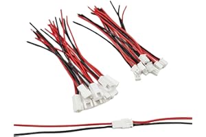 ZSDZFYLLK 10 paia JST-XH 2.54mm 2 pin maschio e femmina maschio con cavo in silicone da 10 cm 22 AWG per batteria drone minuscola