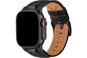 Wristitani Leather Bracelet Compatible with Apple Watch Strap 49 mm 46 mm 45 mm 44 mm 42 mm for Men, Genuine Leather Durable Metal Connector Replacement Strap for iWatch Ultra Series 10 9 8 7 SE 6 5 4