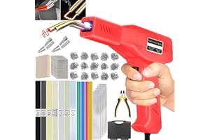 GHGUOLE 150W Plastic Welding Kit&Plastic Welder,2 in1 Plastic Welder Gun Soldering Kit,Hot Stapler Plastic Welding Car Bumper Repair Kit with 64pcs Plastic Welding Rods&800pcs Staples for Plastic Crack Repair
