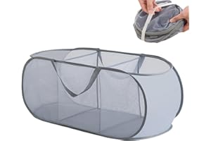 Sipiris Pop Up Laundry Baskets Paniers à Linge en Maille Pliable en Maille Bac à Linge Avec Poignée et Poche Latérale pour Salle de Bain Chambre à Coucher Buanderie Chambre D'Enfant Voyage（103L）