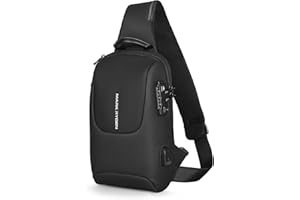 MARK RYDEN Bandolera antirrobo, con puerto de carga usb bolsos cruzados, bandolera deportiva impermeable, mochila de viaje para exteriores e interiores Negro