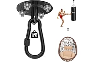 Huanmin Fissaggio per Altalena 400 kg, Supporto per Amaca Girevole a 180° in Acciaio Inox per Gancio da Soffitto, Poltrona Sospesa, Altalena Dell'amore, Lampada a Sospensione, Amaca, Sacco da Boxe