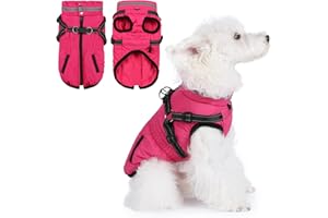 Poseca Dog Coat with Harness,Waterproof Winter Coats Jackets,Warm Cold Weather Dog Jacket with Harness Built In for Small Medium Large Dogs