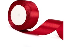 YAAVAAW 22m x 50mm Wide Dark Red Ribbon Thick Red Christmas Ribbon for Gift Wrapping, 2 inch Thick Burgundy Satin Ribbon for Christmas Tree Present Cake Xmas Gift Wrapping Bow Bouquet Crafts Decorations
