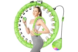 SPMOVE Hula Hoop mit Gewicht Kugel, Abnehmen Smart Hula Hoop Reifen Erwachsene und Anfänger, 60-120cm Einstellbar und Noppen, Hoola Hoop Leise mit LED Ball Zähler, Freunde Familie