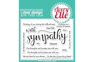 Avery Elle Clear Stamp Set 4 x 3-inch with Sympathy, Acrylic, Multicoloured, 0.09 x 4.4 x 5.65 cm