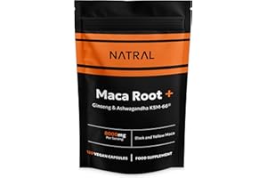 NATRAL Maca Root Black & Yellow 8000mg Complex enriched with KSM Ashwagandha & Ginseng - 120 High Strength Capsules